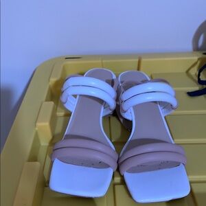 Elegant White and Tan Women's Sandals